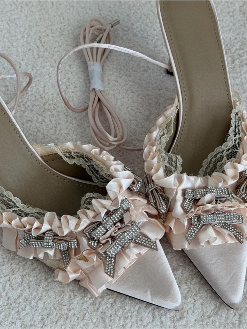 Satin Ruffle Rhinestone Pump - Picture 3 of 5